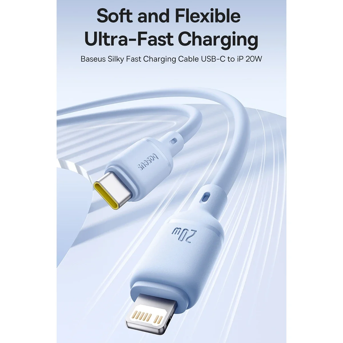 Baseus Silky Series USB-C to Lightning Fast Charging Cable 20W - Blue - Thumbnail 4