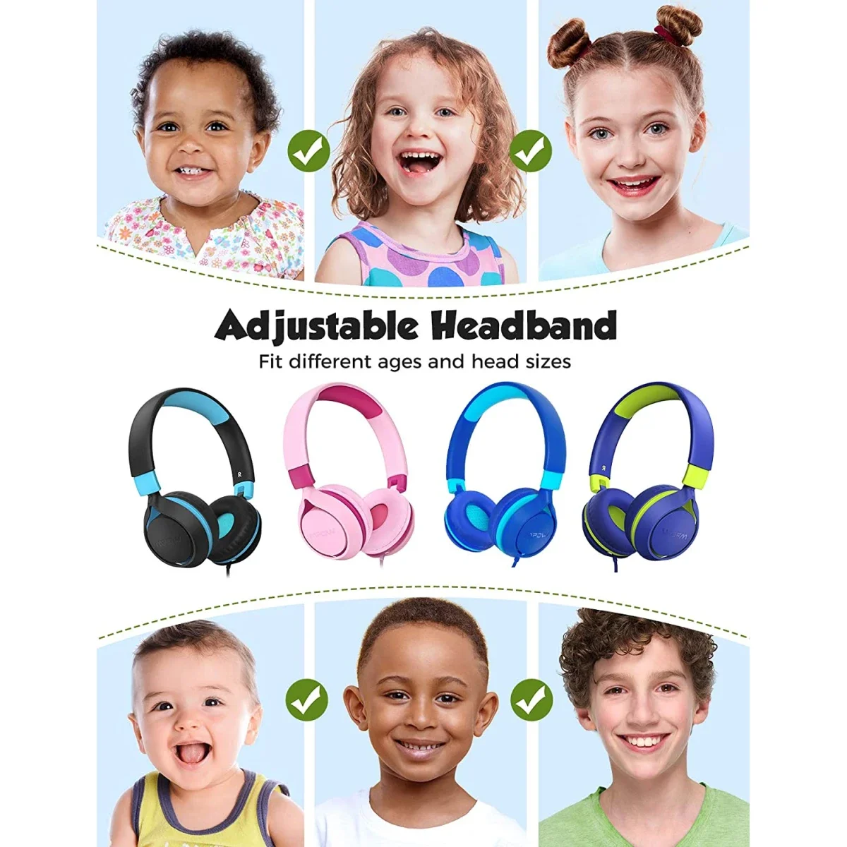 Mpow CHE1 Kids Wired Headphones with 94dB Volume Limit, Blue - Thumbnail 6