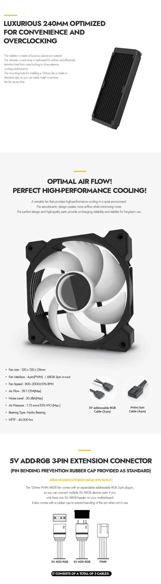 مبرد معالج مائي DarkFlash DH240D بشاشة عرض وراديتر ألمنيوم 240 ملم، أسود – WAVE DH-240D ARGB - Image 13