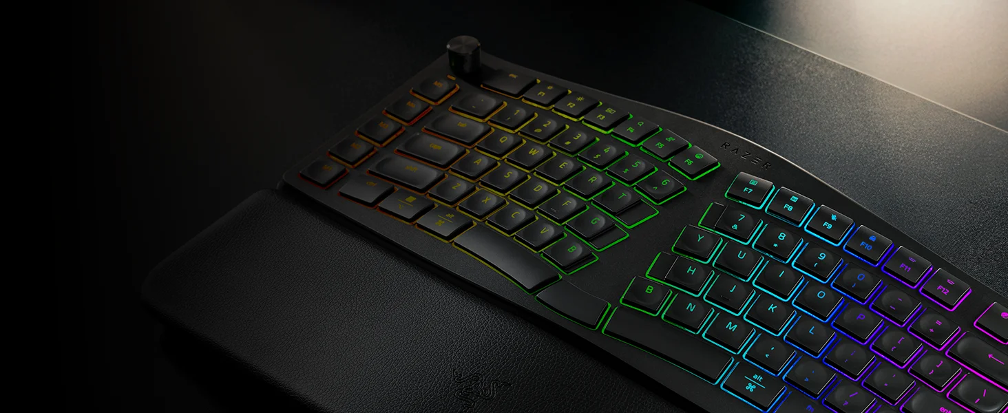 كيبورد Razer Pro Type Ergo لاسلكي مريح بتصميم منفصل وإضاءة RGB - أسود - Thumbnail 11
