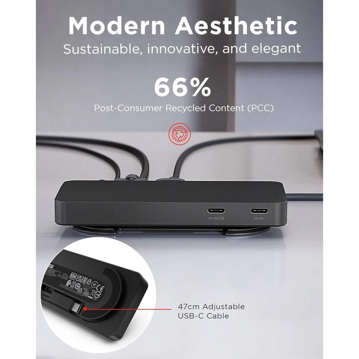 Lenovo 40B90100UK USB-C Dual Display Travel Dock 7-in-1 with Dual 4K 60Hz, 65W PD and Gigabit Ethernet - Image 3