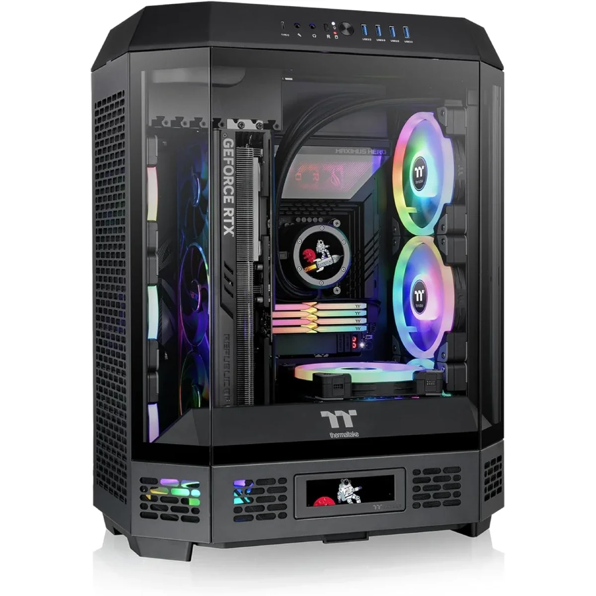 هيكل كمبيوتر Thermaltake The Tower 600 ميد تاور مع 3 واح زجاج مقسي ودعم لوحات الام ذات موصلات مخفيه - اسود