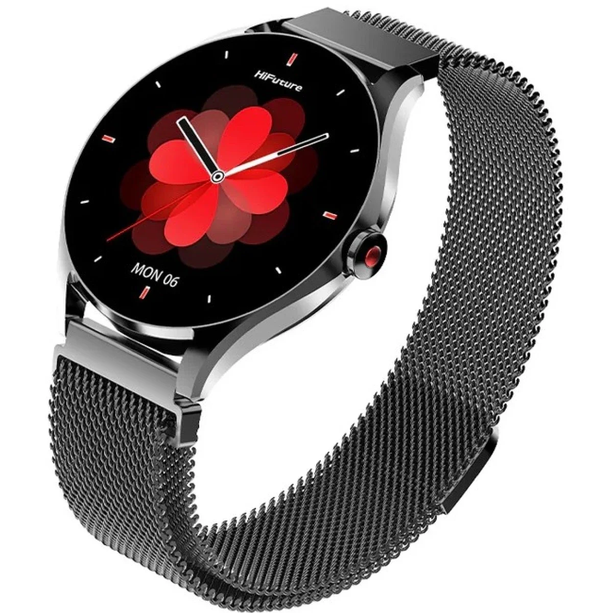 ساعة ذكية HiFuture Aura 2 نسائية بتقنية Bluetooth 5.3 وشاشة AMOLED مقاس 1.32 إنش، أسود