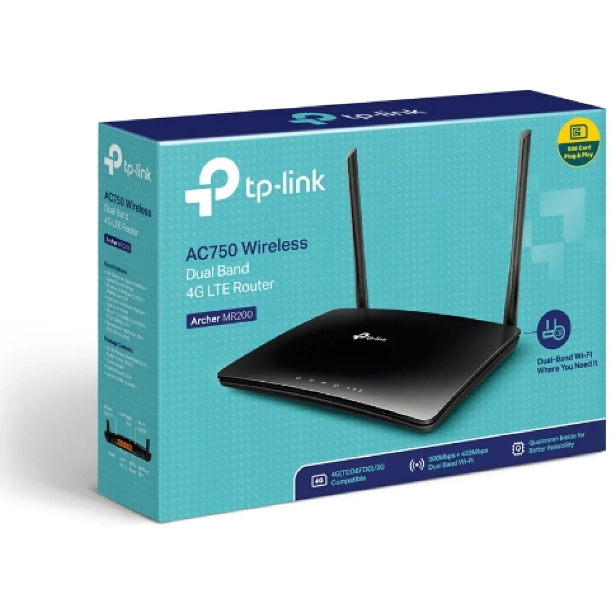 TP-LINK Archer MR200 AC750 Dual Band 4G LTE Wi-Fi Router with SIM Slot