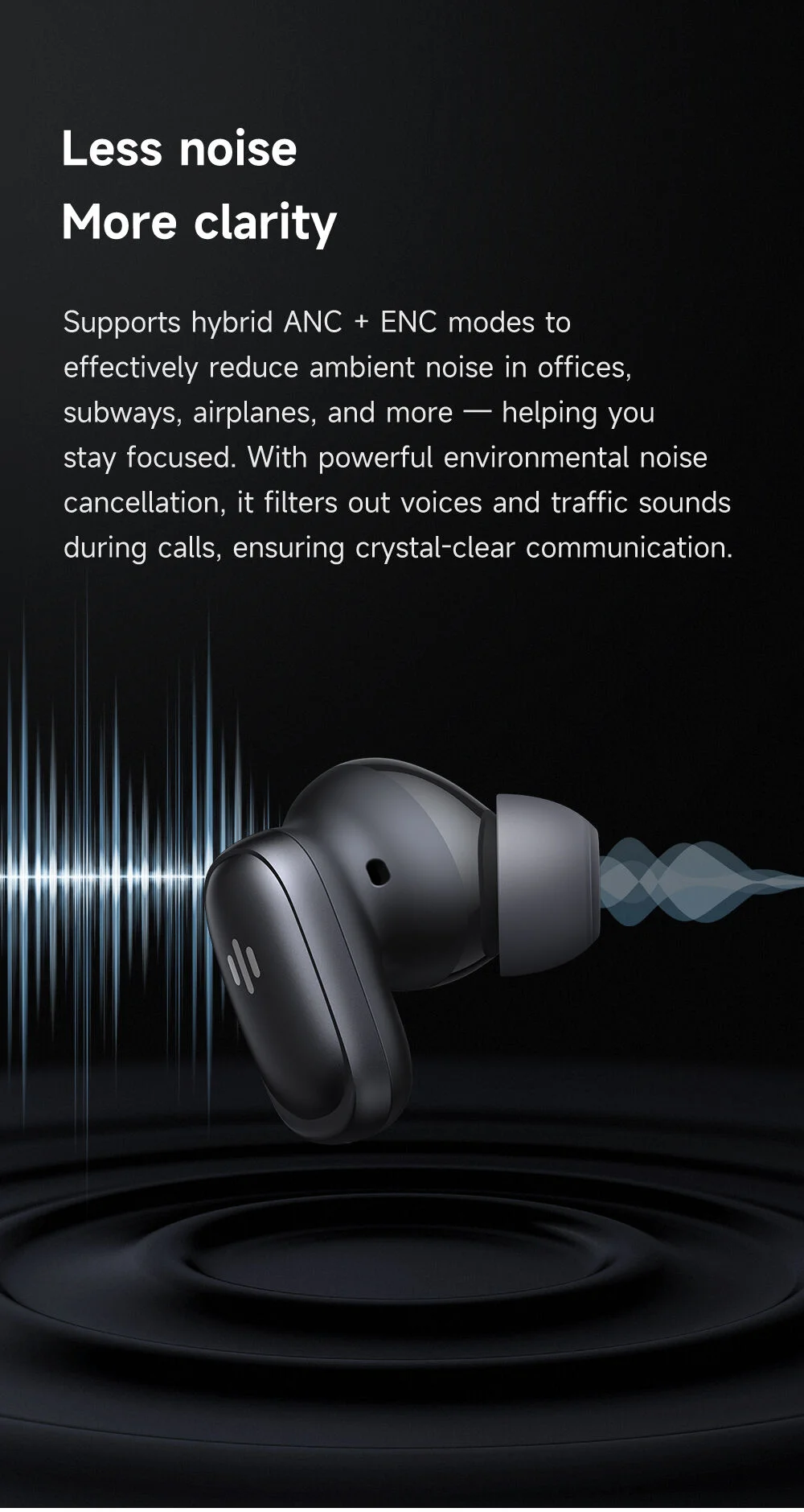 Mcdodo HP-8220 ANC+ENC AI Translation Earbuds with Real-Time Translation, Black - Thumbnail 12