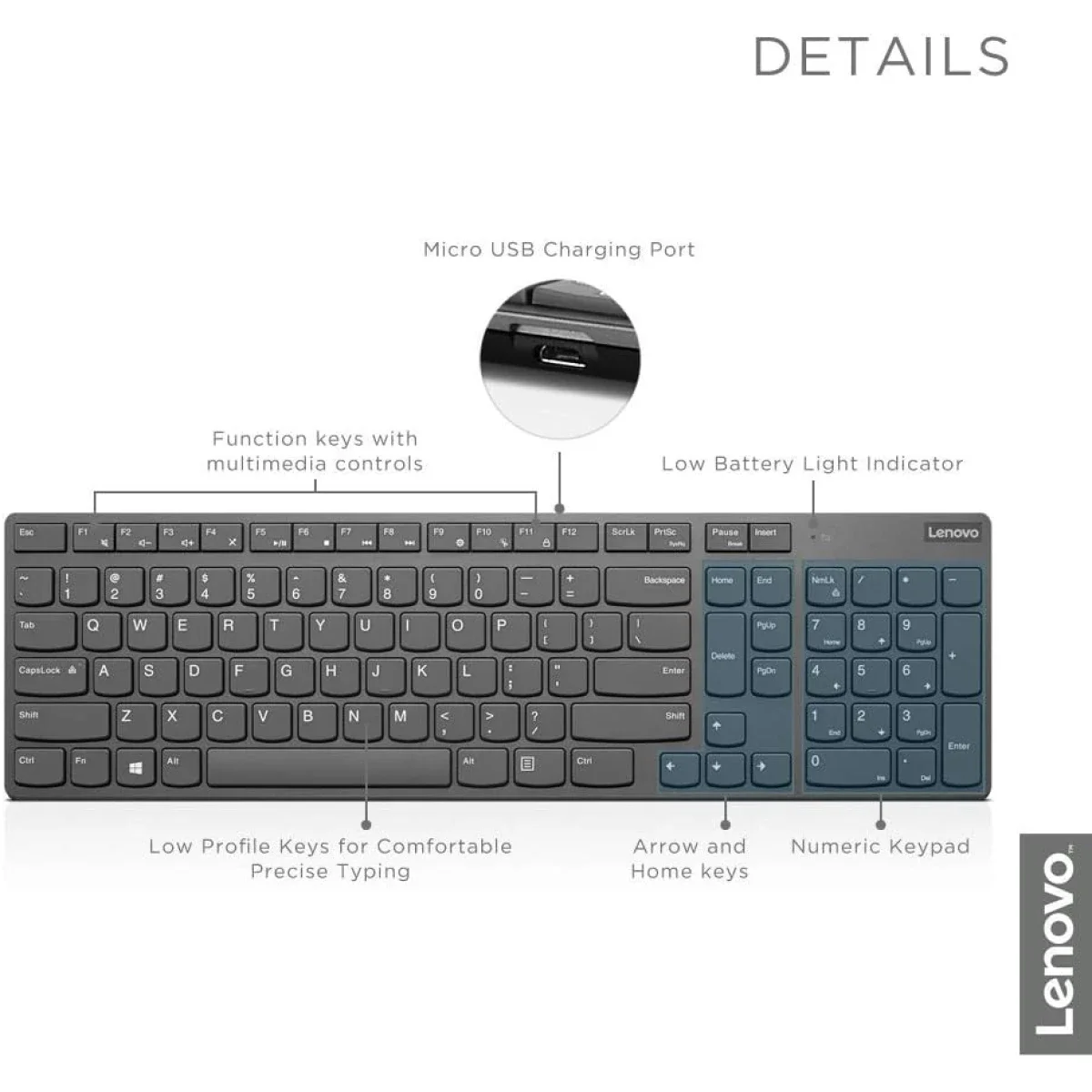 لوحة مفاتيح وماوس لاسلكيان Lenovo Professional Ultraslim بتخطيط عربي/إنجليزي - Thumbnail 2