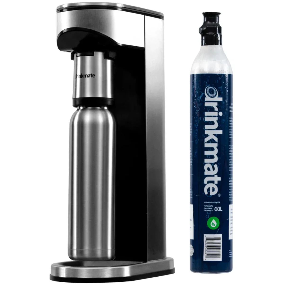 DrinkMate LUX Stainless Steel Water & Soda Maker Premium Kit with Cylinder - Silver