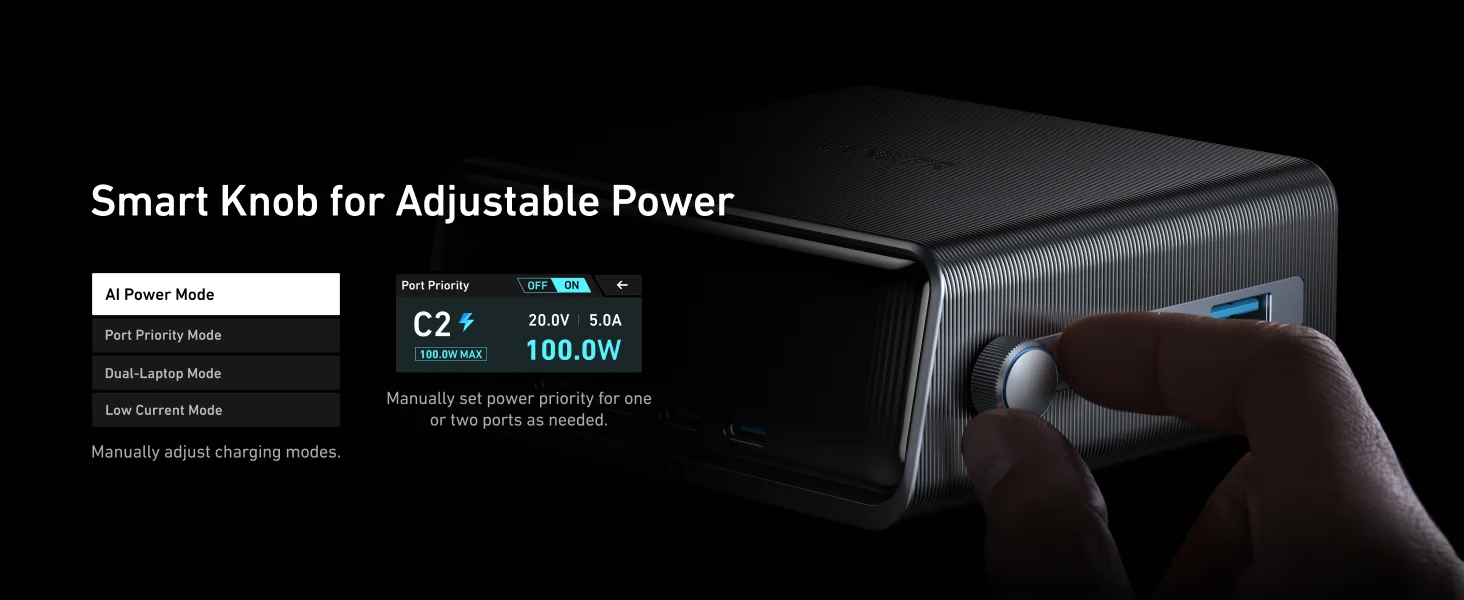محطة شحن مكتبية Anker Prime بقدرة 250 واط GaN، 6 منافذ، شاشة LCD، فضي - Thumbnail 9