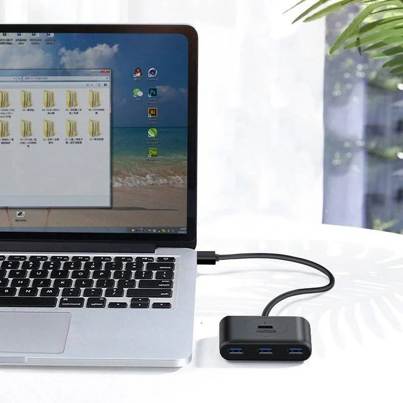 موزع USB Ugreen 40850 بأربعة منافذ USB 3.0 مع كابل USB-A وUSB-C بطول 1 متر - Thumbnail 2