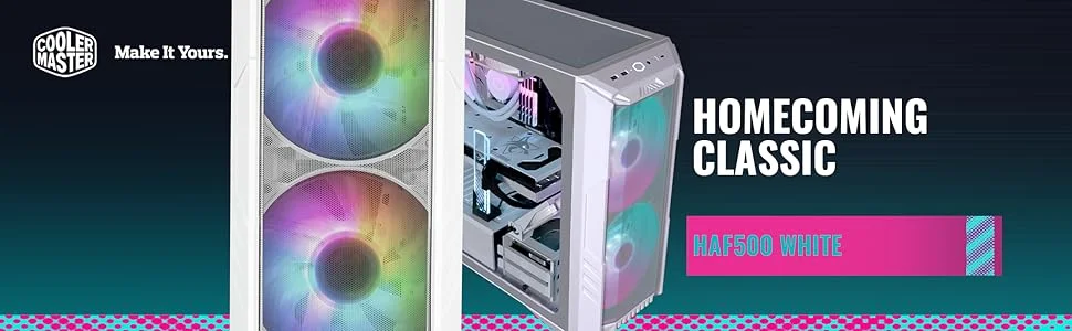 Cooler Master HAF 500 White Edition Mid-Tower PC Case with High Airflow Mesh, ARGB Fans, USB 3.2 Gen 2 Type-C - Thumbnail 12