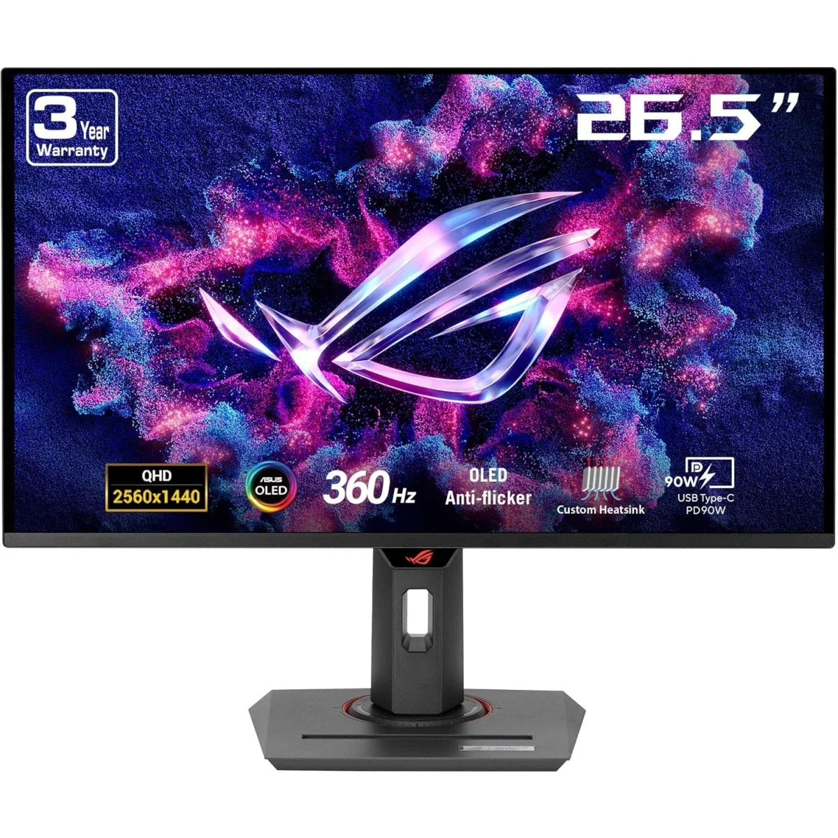 Asus ROG Strix XG27ACDNG 27-Inch QD-OLED QHD Gaming Monitor, 360Hz, 0.03ms, Black