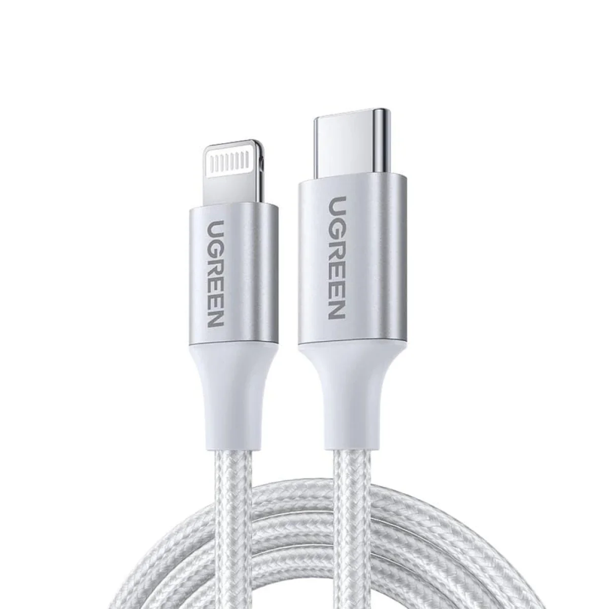 كابل Ugreen US304 70523 من USB-C إلى Lightning معتمد MFi بطول 1 متر فضي - Image 1