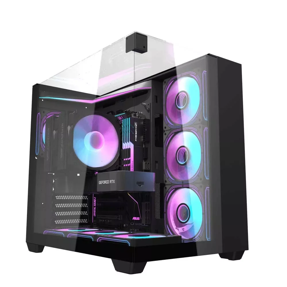 كيس كمبيوتر DarkFlash TH285 للألعاب ATX ميد تاور مع 4 مراوح ARGB - أسود