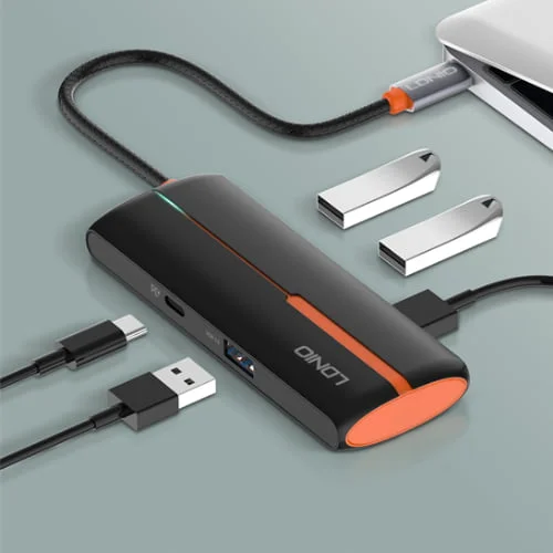 محطة توصيل LDNIO DS-25U USB-C متعددة المنافذ 5 في 1 - Thumbnail 3