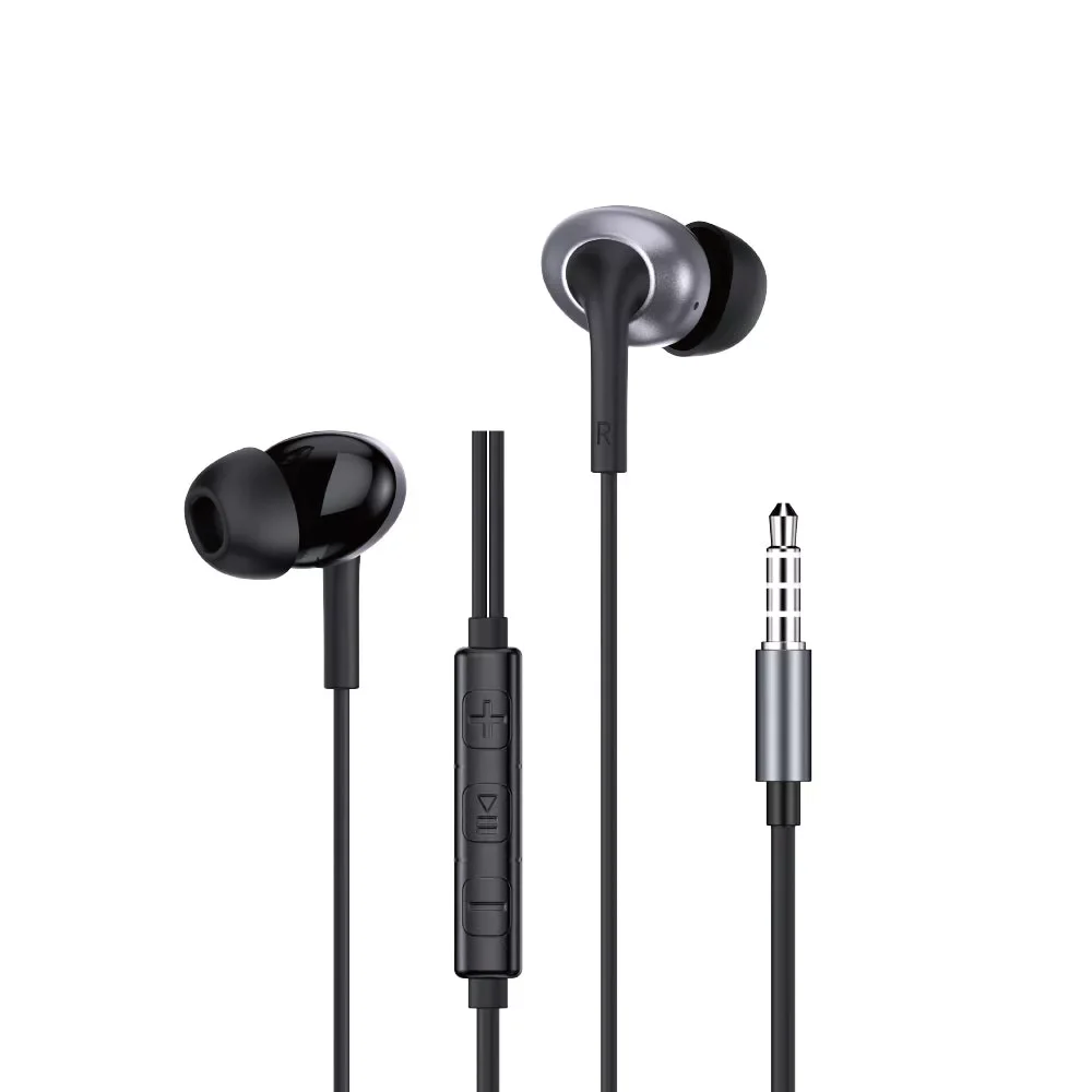 WIWU EB317 Wired Earphones with 3.5mm AUX Jack, Plug and Play, Black