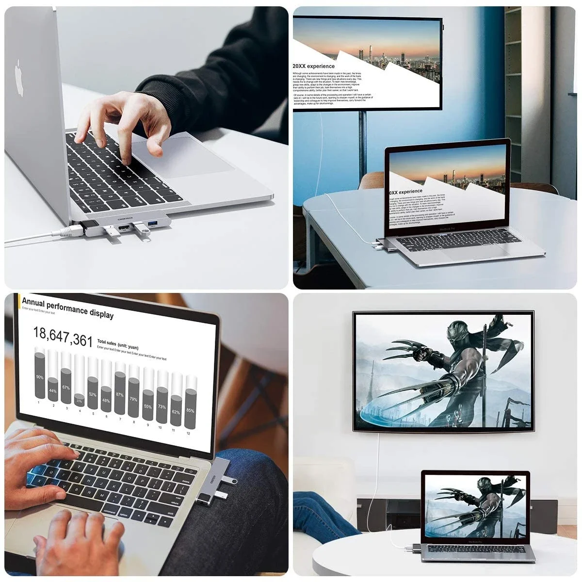 موزع Choetech HUB-M24 USB-C 7 في 2 لأجهزة MacBook Pro وAir - Image 8