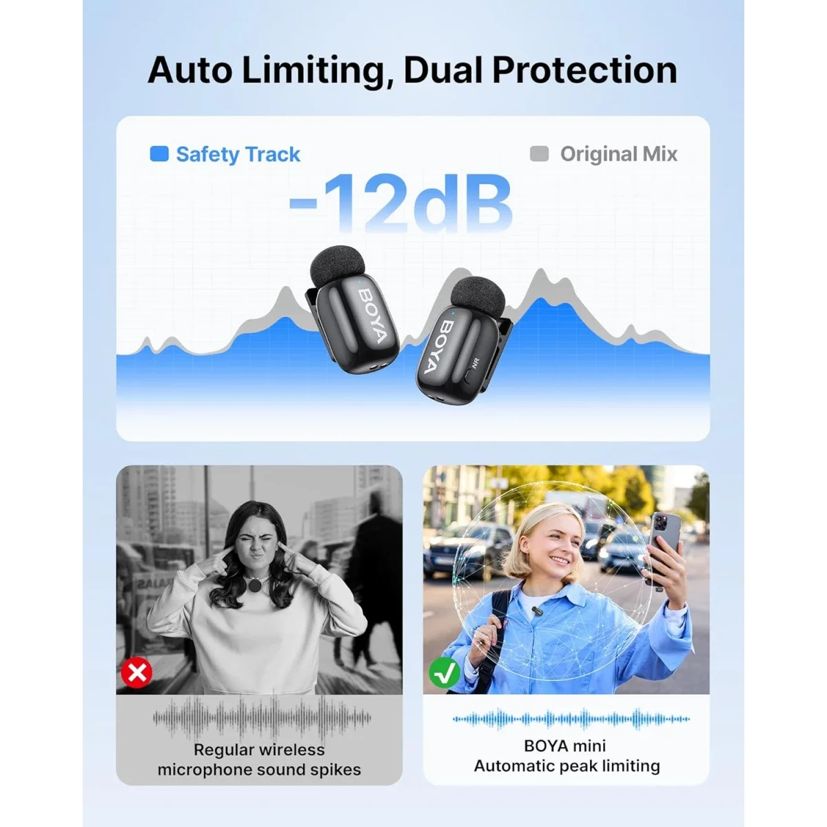 ميكروفونات لافالير لاسلكية Boya mini 2-03 مع مستقبل Lightning، أسود - Image 5