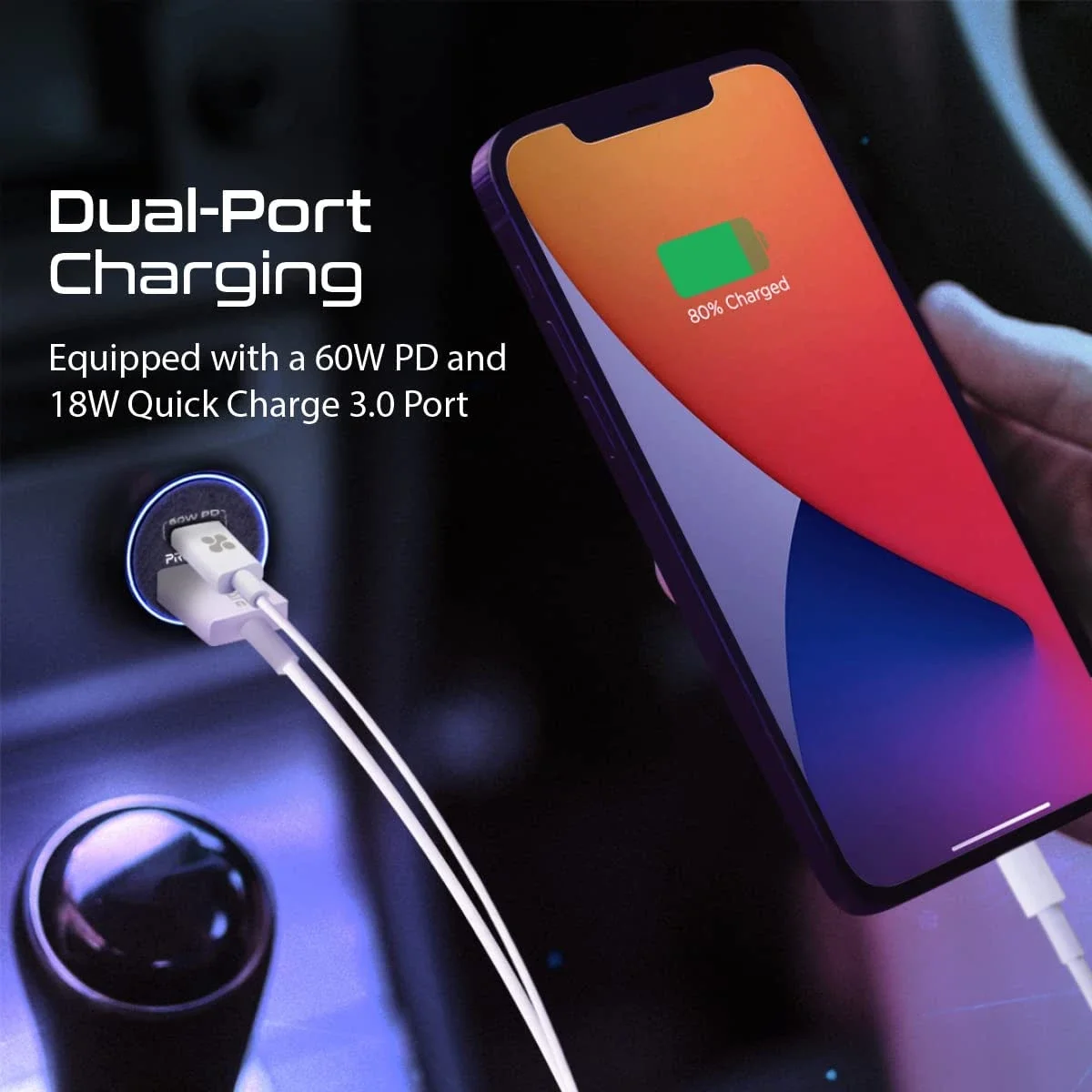 شاحن موبايل للسيارة Promate Bullet-PD60 بقدرة 60W USB-C مع منفذ USB-A ‏18W Quick Charge 3.0 - Thumbnail 3