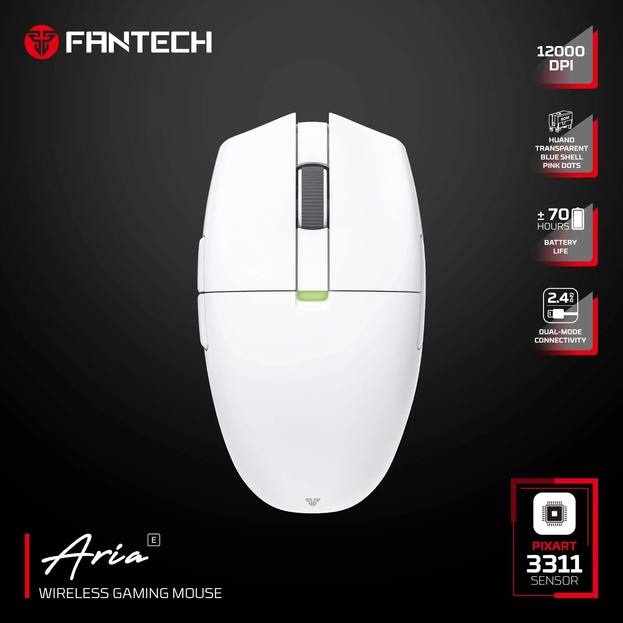 ماوس ألعاب Fantech Aria XD7E لاسلكي أبيض - Image 3