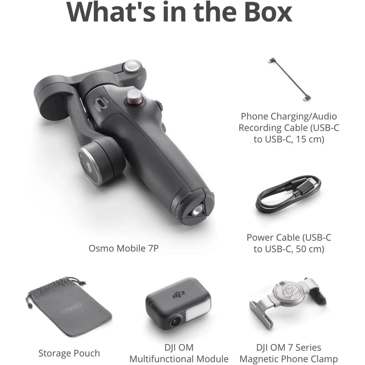 DJI Osmo Mobile 7P 3-Axis Phone Gimbal Stabilizer with Tracking, Light & Tripod - Gray - Thumbnail 3