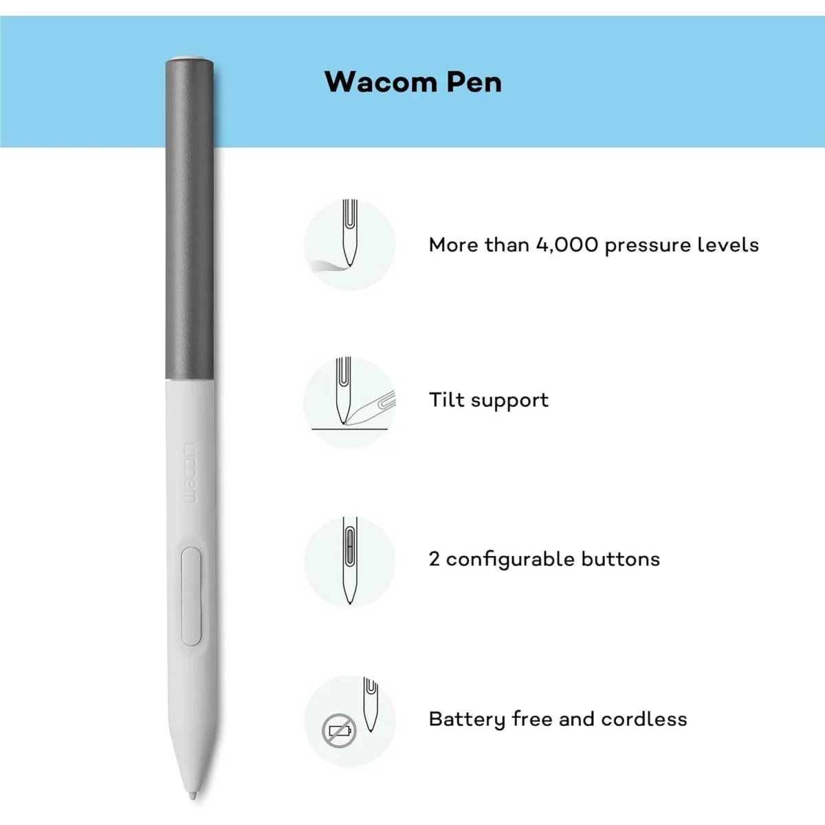 لوح رسم Wacom One Medium مع قلم EMR بدون بطارية وبلوتوث وUSB-C - Thumbnail 6