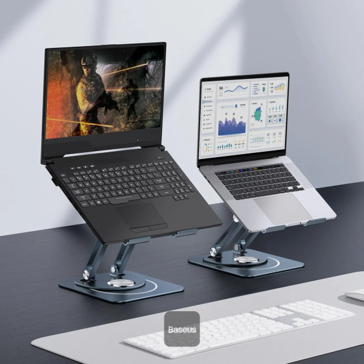 Baseus Foldable 360° Rotating Laptop & Tablet Stand, Three-Fold Version, Grey - Thumbnail 5