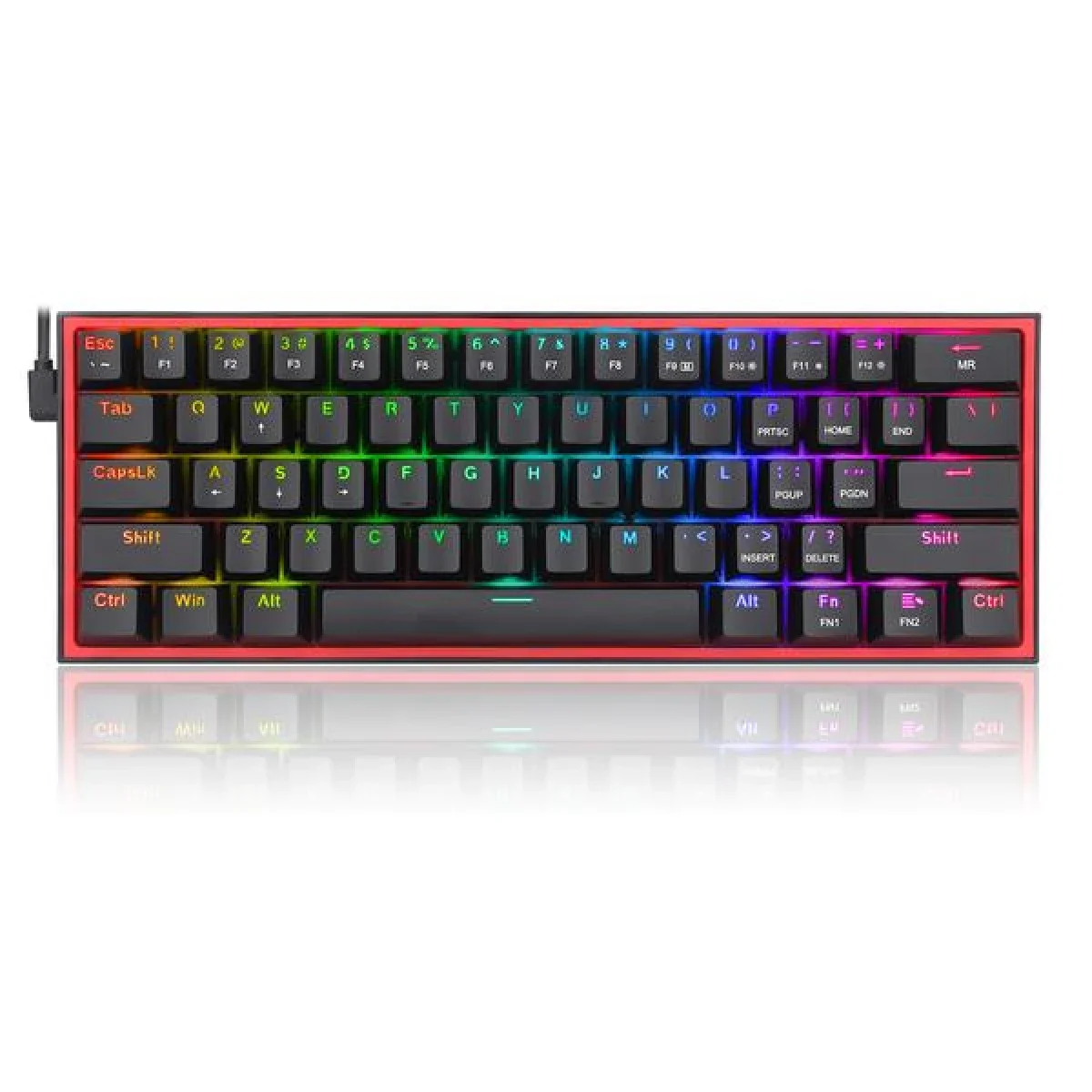 Redragon K617 Fizz RGB 60% Mechanical Gaming Keyboard, 61 Keys, Red Switches, Black - Thumbnail 3