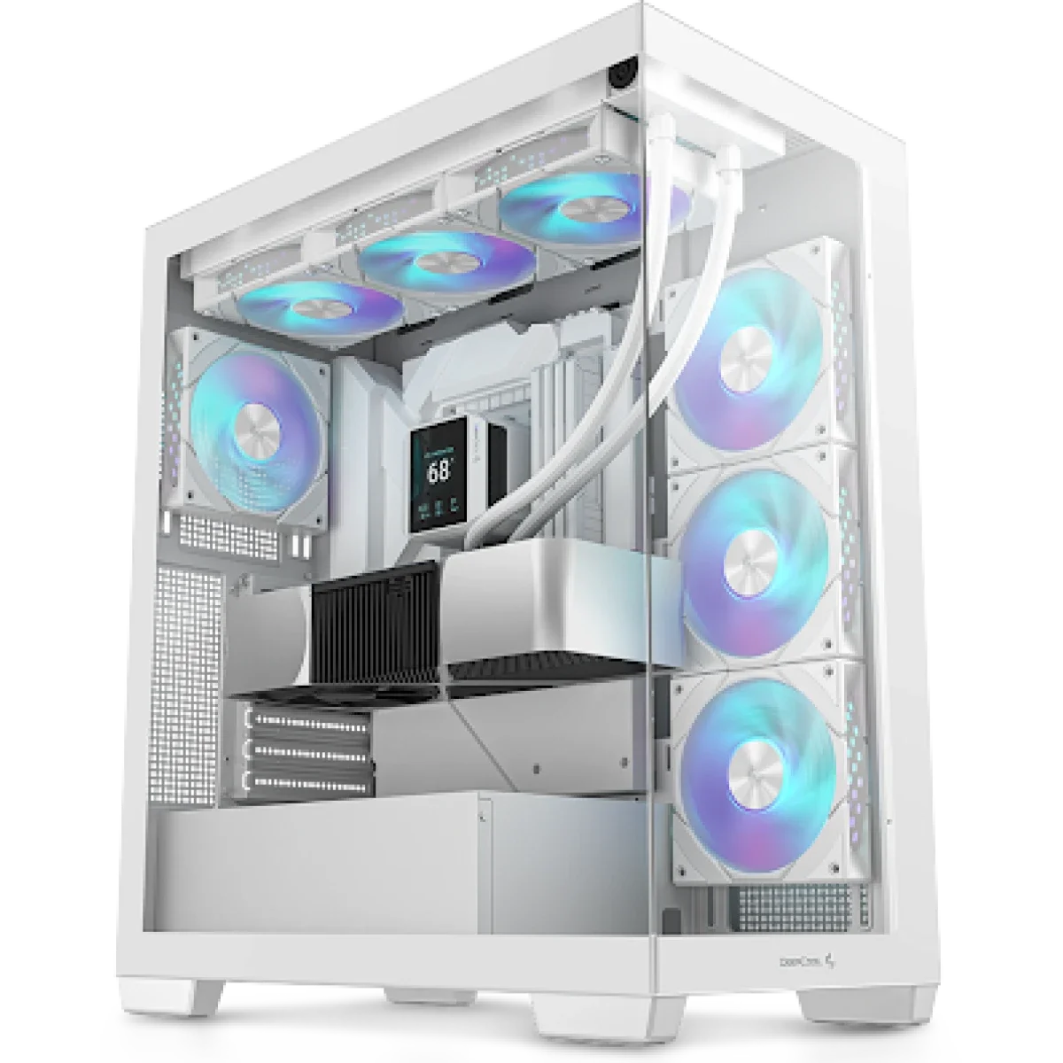 هيكل كمبيوتر DeepCool CG580 4F بانورامي ATX ميد تاور مع 4 مراوح مثبتة مسبقًا، أبيض - Image 1