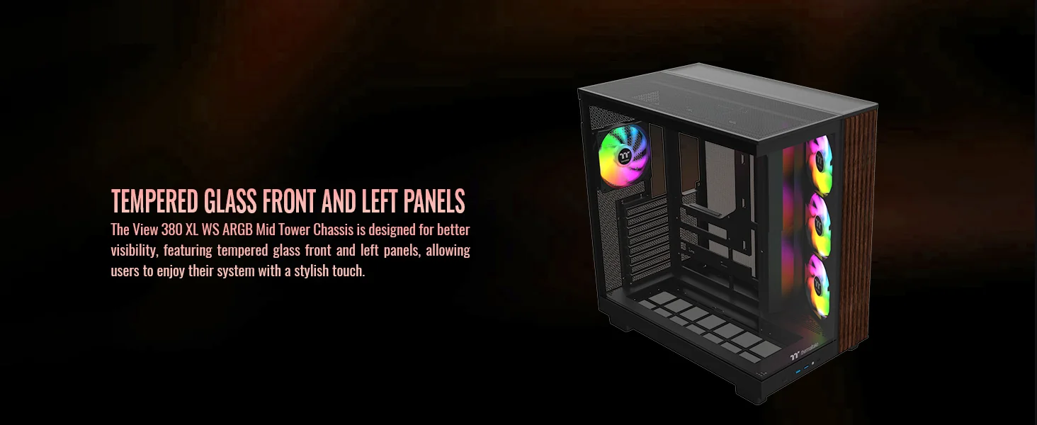 Thermaltake View 380 XL WS ARGB Mid-Tower PC Case Black - Image 14