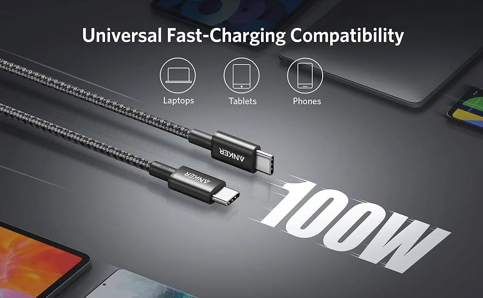Anker USB-C to USB-C 2.0 Braided Charging Cable 3ft/0.9m Black - Thumbnail 6