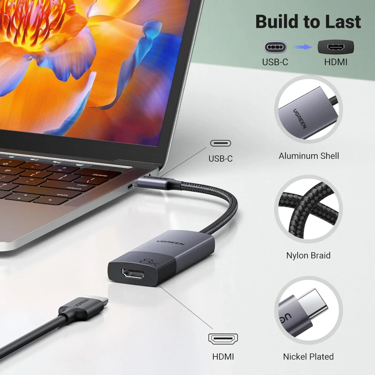 محول Ugreen من USB-C إلى HDMI 2.1 بدقة 8K@60Hz و4K@240Hz - Thumbnail 7