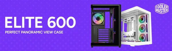 هيكل كمبيوتر Cooler Master Elite 600 ATX ميد تاور باللون الأبيض مع 7 مراوح ARGB عكسية مثبتة مسبقًا - Thumbnail 7