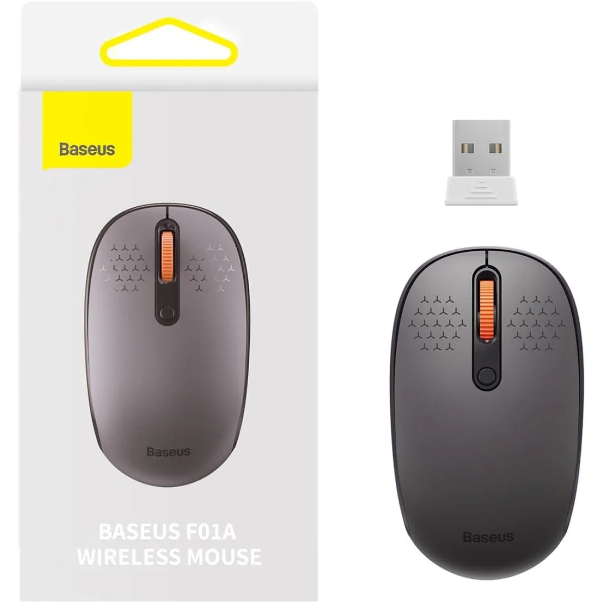 ماوس Baseus F01B لاسلكي ثلاثي الوضع بأزرار صامتة ودقة 800/1000/1600 DPI، رمادي - Image 7