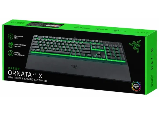 Razer Ornata V3 X Gaming Keyboard, Low-Profile Silent Membrane Keys, Spill-Resistant, Chroma RGB, Wrist Rest - Arabic/English - Image 7
