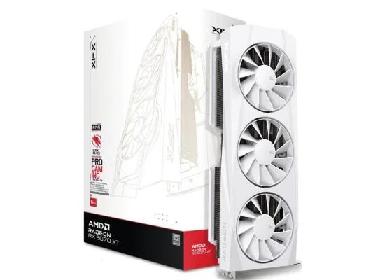 XFX Quicksilver Class AMD Radeon RX 9070 XT 16GB GDDR6 White Gaming Graphics Card - Thumbnail 3