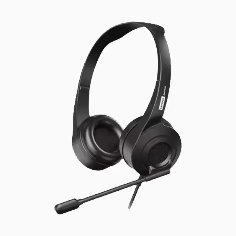سماعة رأس Lenovo E01 ثنائية الأذن USB مع مايك وتحكم على السلك