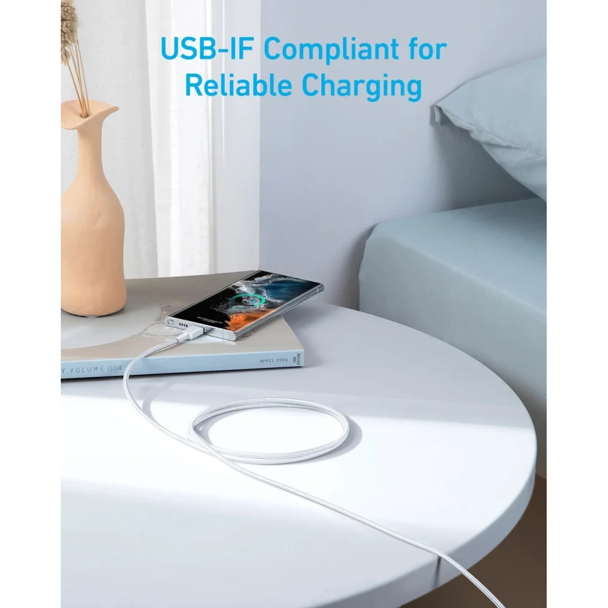 كابل Anker 322 USB-C إلى USB-C للشحن السريع ونقل البيانات 0.9 متر 60 واط - أبيض - Thumbnail 6