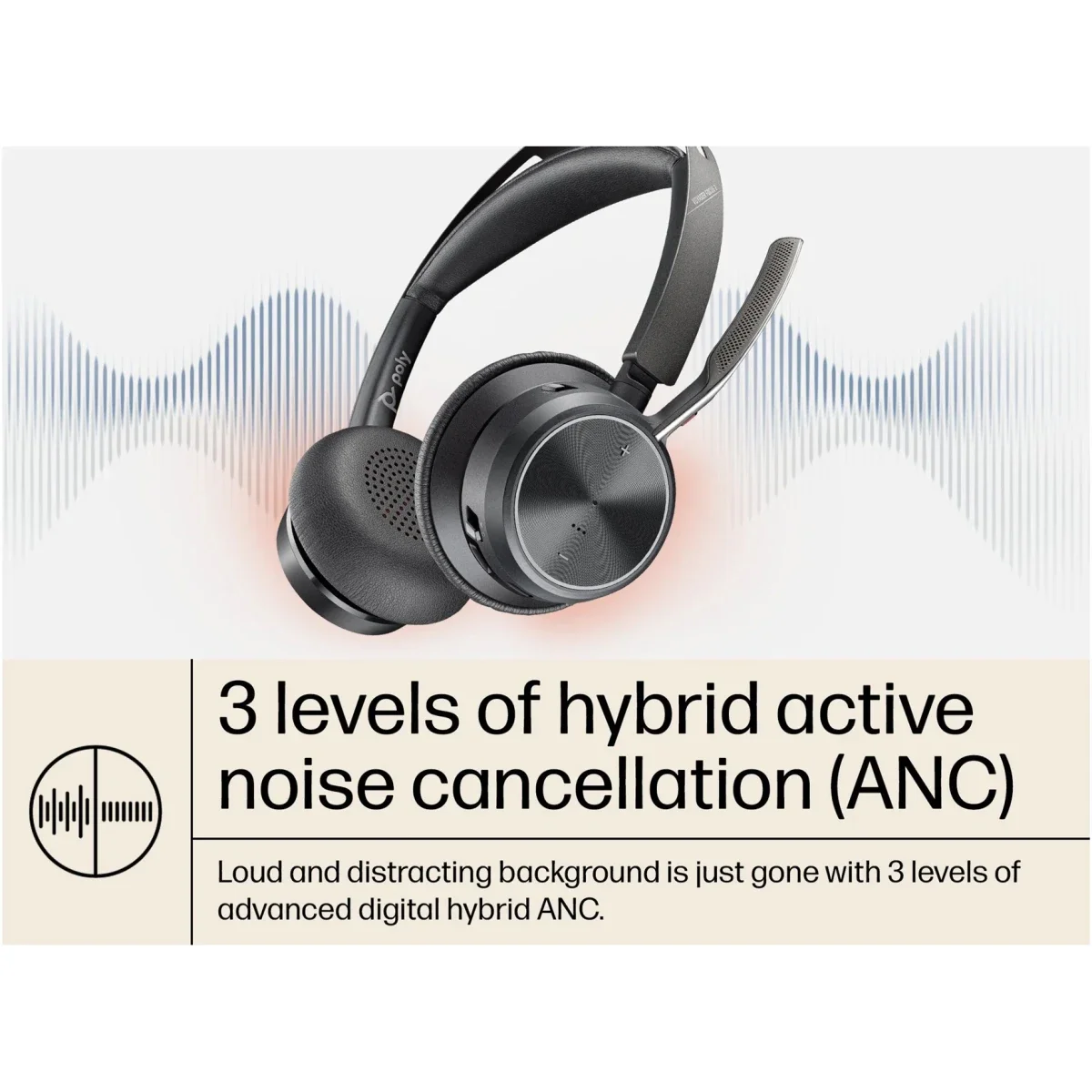 Poly Voyager Focus 2 Microsoft Teams Certified USB-C Bluetooth ANC Headset with Charging Stand - Thumbnail 2