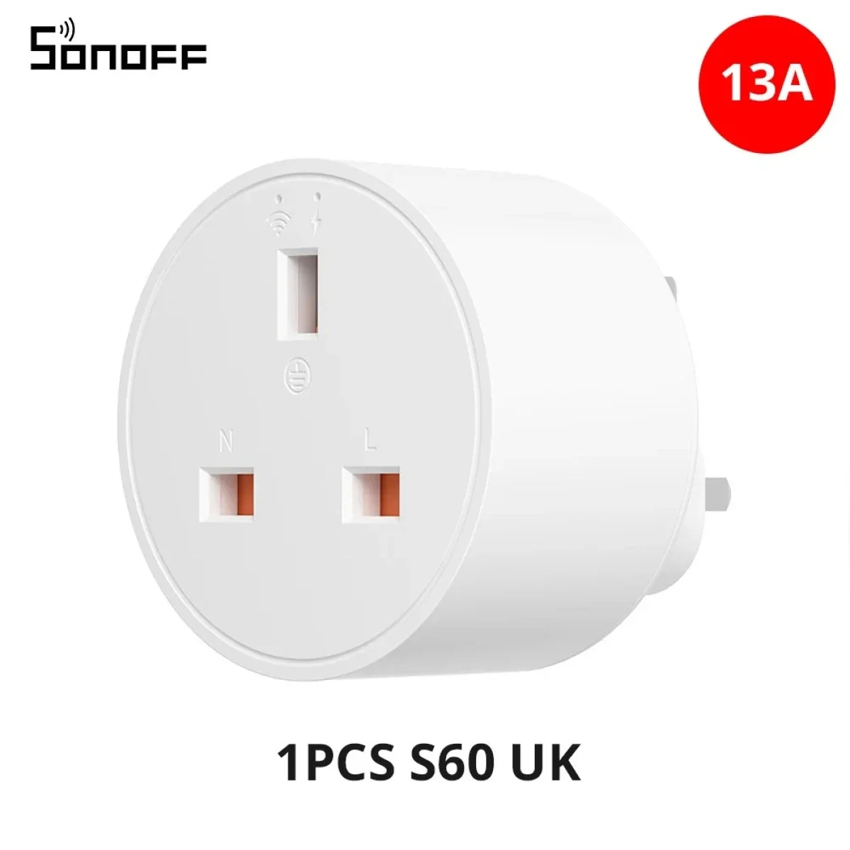 مقبس ذكي SONOFF S60 بريطاني Wi-Fi 13A مع مراقبة الطاقة - Thumbnail 5