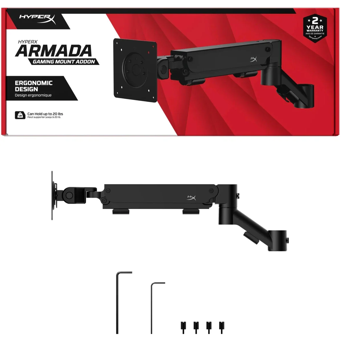 حامل شاشة ألعاب HyperX Armada Addon إضافي لحامل Armada Single - Thumbnail 3