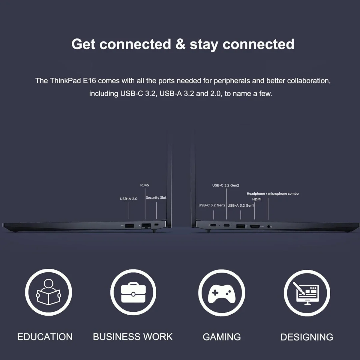 لابتوب Lenovo ThinkPad E16 Gen 3 مقاس 16.0 إنش AMD Ryzen 7 250 رام 16GB SSD بسعة 512GB أسود - Thumbnail 4