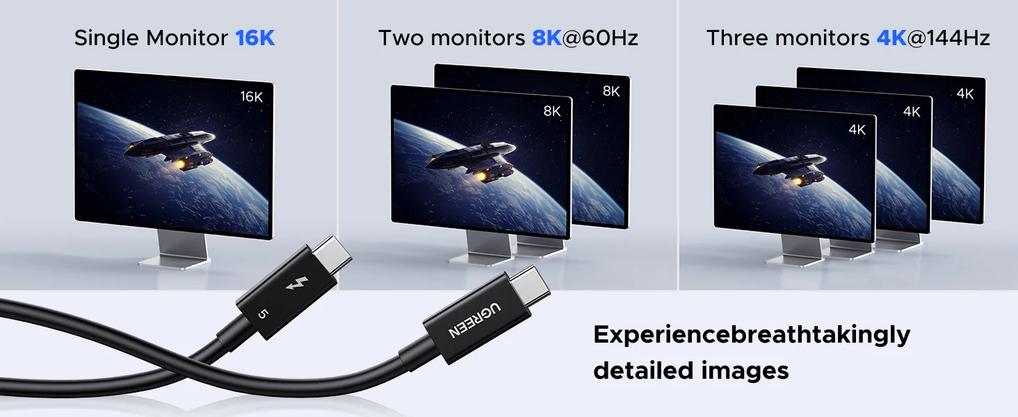 Ugreen Thunderbolt 5 USB-C Cable 240W 80Gbps 1M Black - Image 14