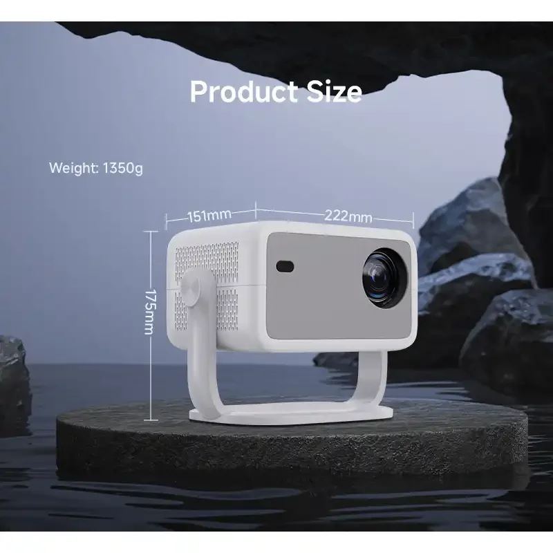 بروجكتر No-Brand L018 (L018AR) بتقنية LCD، دقة 1080p، سطوع 380 ANSI لومن، واي فاي وبلوتوث وبث شاشة، مدخل HDMI ومخرج صوت، تخزين 8GB ورام 1GB، Android 14 - Thumbnail 3