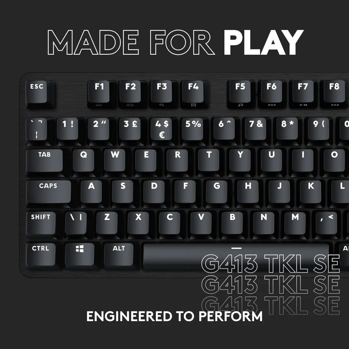 لوحة مفاتيح ألعاب ميكانيكية Logitech بإضاءة بيضاء وهيكل ألمنيوم أسود G413 TKL SE - Thumbnail 8