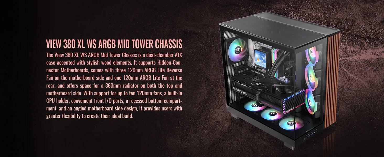 Thermaltake View 380 XL WS ARGB Mid-Tower PC Case Black - Image 9