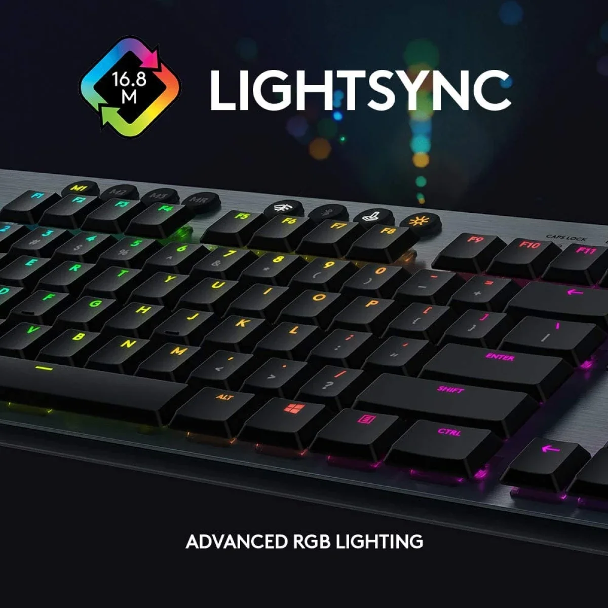 لوحة مفاتيح ألعاب Logitech G815 LIGHTSYNC RGB ميكانيكية منخفضة الارتفاع بمفاتيح GL Tactile وتخطيط إنجليزي أمريكي، أسود - Thumbnail 7