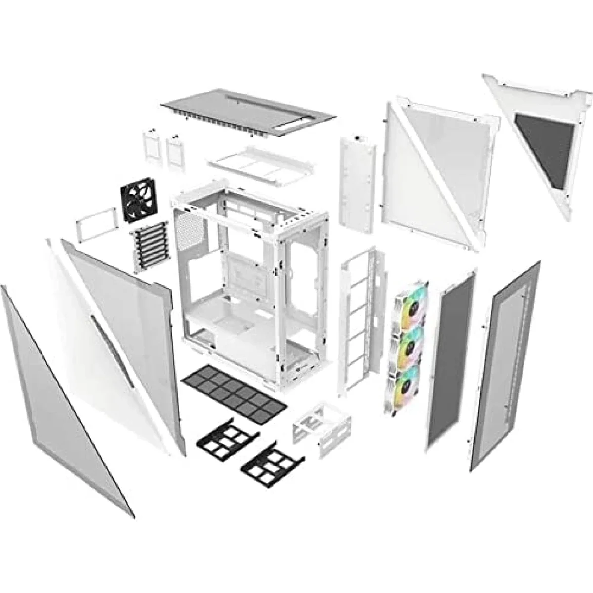 هيكل كمبيوتر Thermaltake Divider 500 ميد تاور مع 3x120mm مراوح أمامية ARGB + 1x120mm مروحة خلفية - White - Image 7