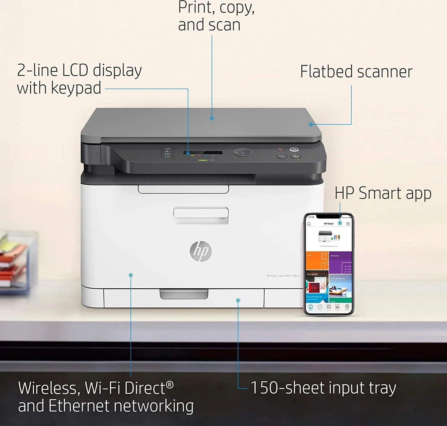 طابعة متعددة الوظائف HP Color LaserJet MFP 178nw ليزر ملونة A4 لاسلكية - Image 7