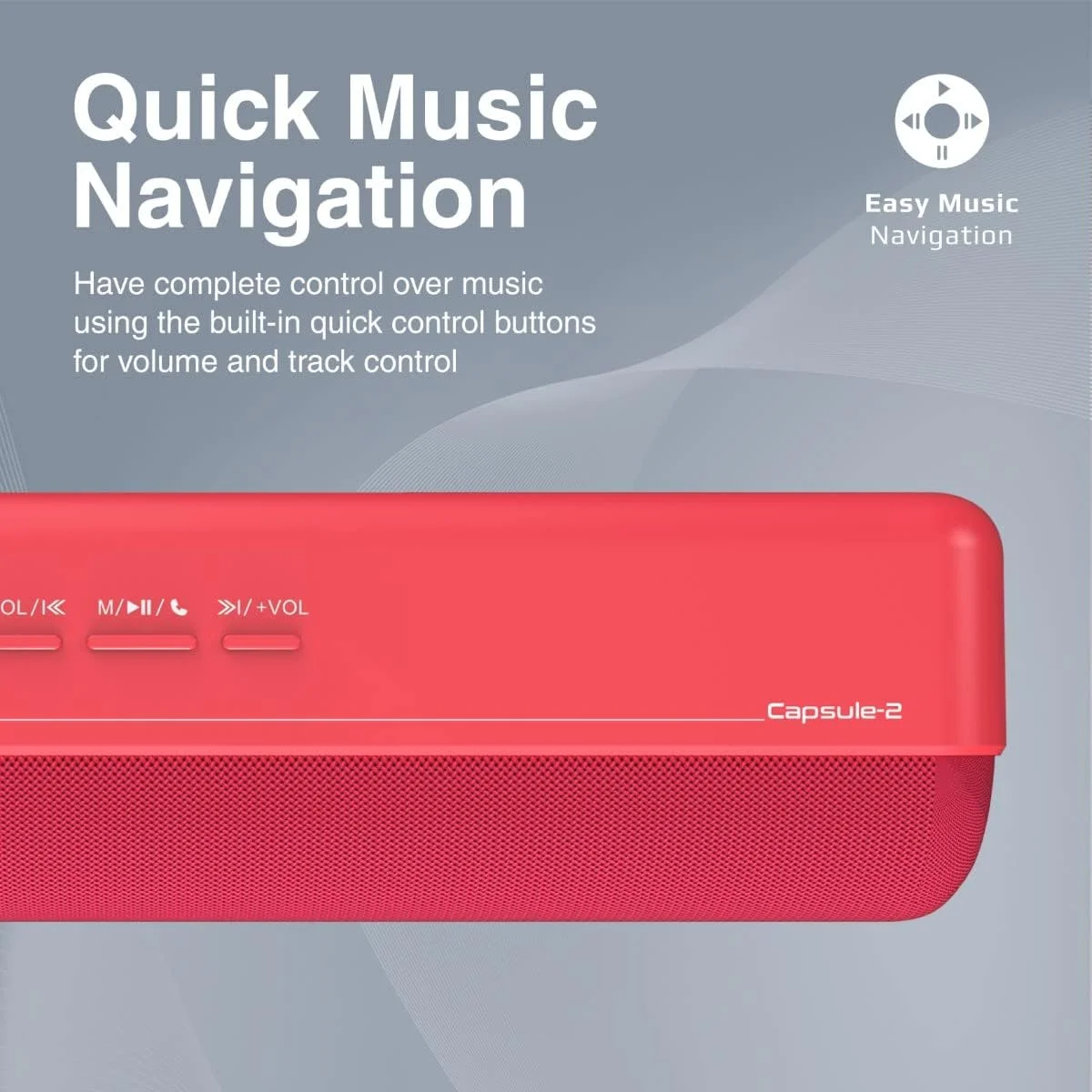 Promate Capsule-2 Bluetooth Speaker, 6W HD Sound, Red - Thumbnail 3