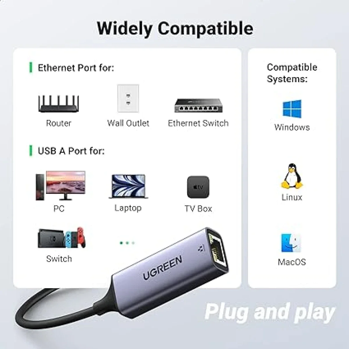 محول شبكة Ugreen USB 3.0 إلى جيجابت إيثرنت - Thumbnail 3